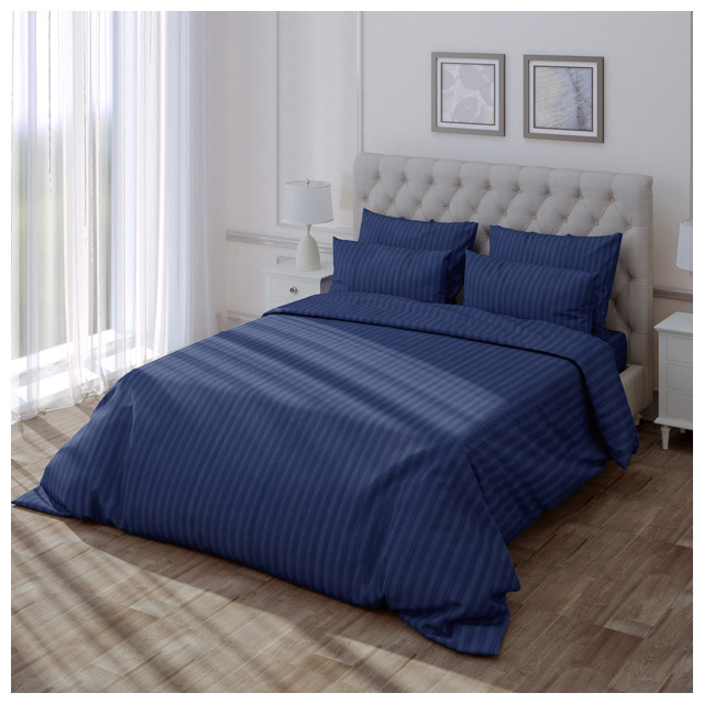 постельное белье евро VEROSSA Stripe сатин-страйп 4 нав.50x70см и 70x70см синее, арт.737994