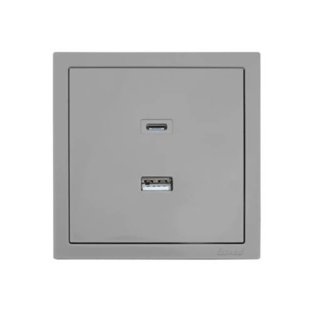 розетка LEZARD Zima TC+USB разъём серый матовый