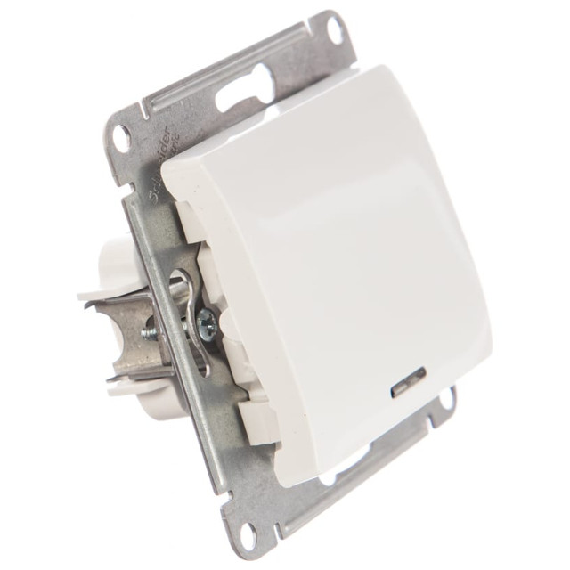 выключатель 1-клавишный SCHNEIDER ELECTRIC Glossa, с индикатором,, белый