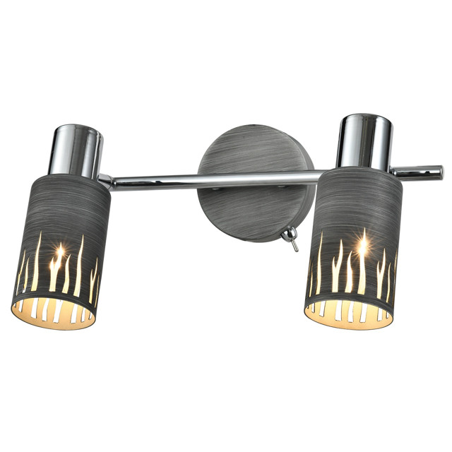 спот RIVOLI Lethe 2х40Вт E14 поворотный металл серый