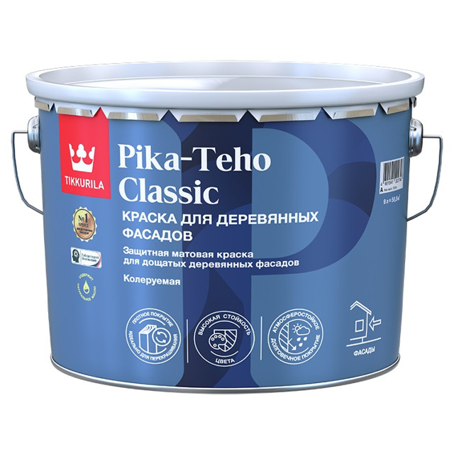 краска акрилатная фасадная TIKKURILA Pika-Teho Classic база A 9л белая, арт.700014061