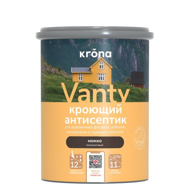 антисептик кроющий KRONA мокко 0,75 л, арт.66320629