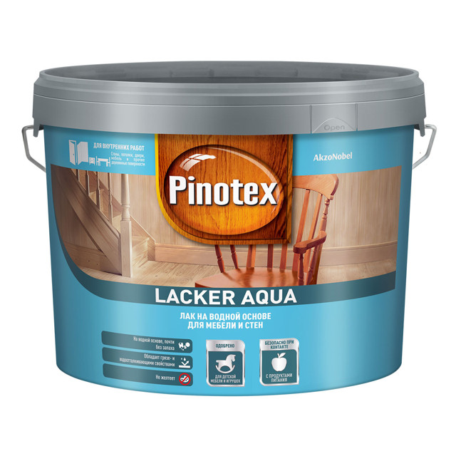 лак для стен и мебели PINOTEX Lacker Aqua 9л матовый, арт.5299301