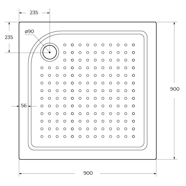 поддон акриловый BELBAGNO Tray 90х90см квадрат