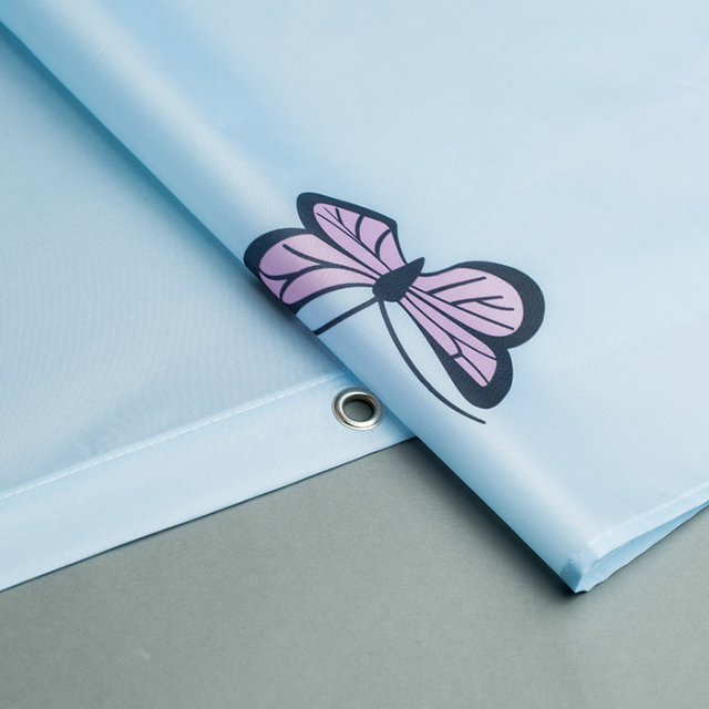 занавеска для ванной IDDIS Blue butterfly 200х200см голубая с бабочками