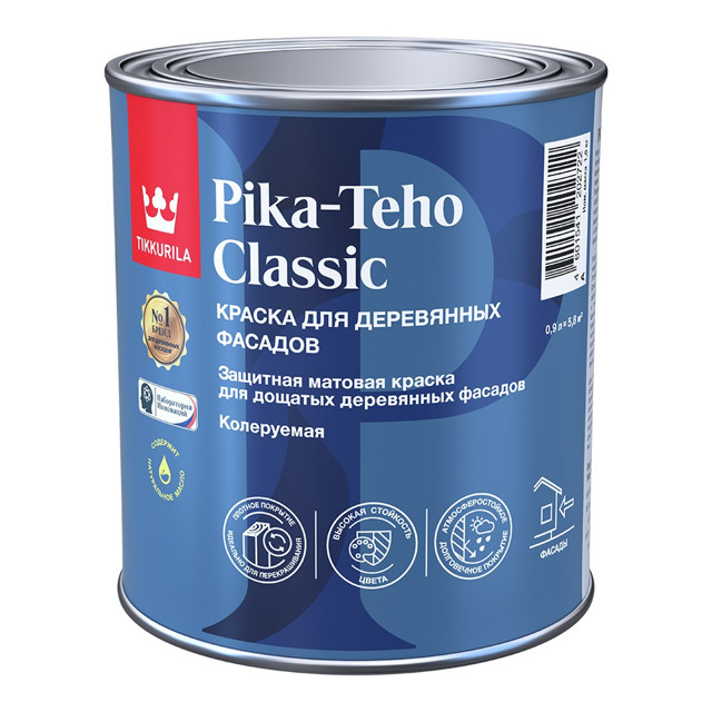 краска акрилатная фасадная TIKKURILA Pika-Teho Classic база A 0,9л белая, арт.700014059