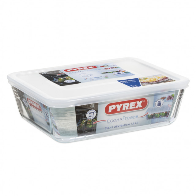 форма для запекания PYREX Cook Freez 25x19x8см 2,6л с крышкой прямоугольная жаропрочное стекло