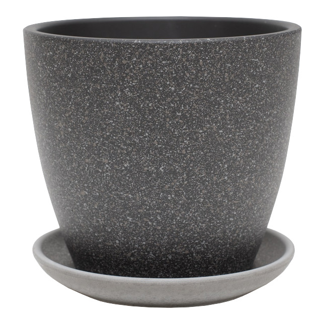 горшок бетонный с поддоном Спрей бутон 1,3л d15 h13 черный горшок бетонный с поддоном Спрей бутон 1,3л d15 h13 черный