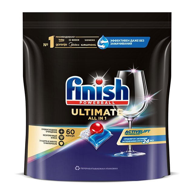 капсулы для ПММ FINISH Ultimate All in 1 60шт