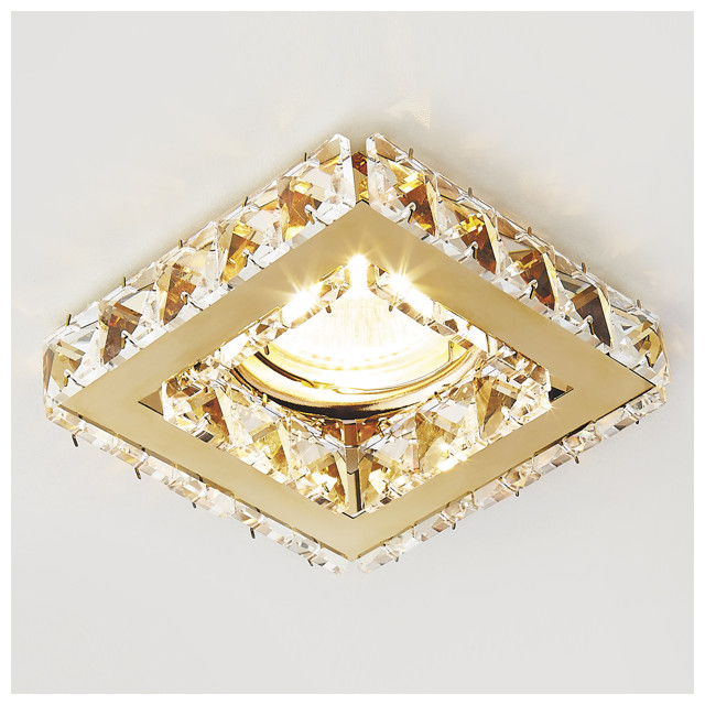 светильник встраиваемый AMBRELLA Crystal Spot MR16 GU5.3 + 3Вт LED золото/прозрачный хрусталь