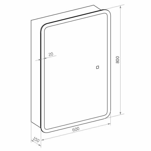 шкаф зеркальный Sense 60см LED сенсор белый