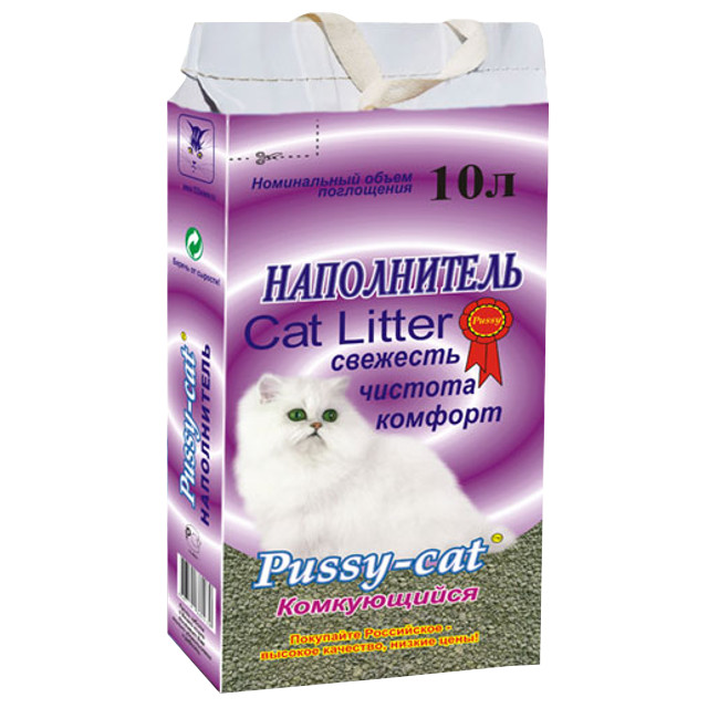 наполнитель PUSSY-CAT 10л 7,8кг бентонитовый комкующийся