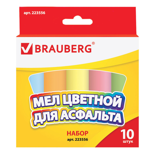 мел цветной BRAUBERG 5цв 10шт круглый