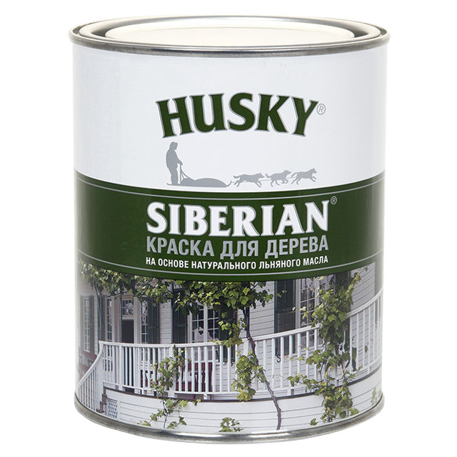 краска фасадная HUSKY SIBERIAN для дерева база А 0,9л белая, арт.27004