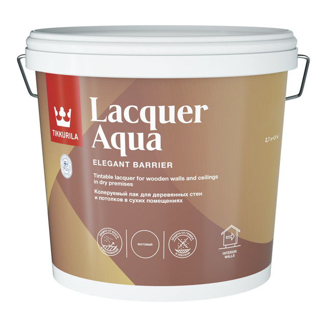 лак акриловый TIKKURILA Lacquer Aqua интерьерный  матовый 2,7л, арт.700001138