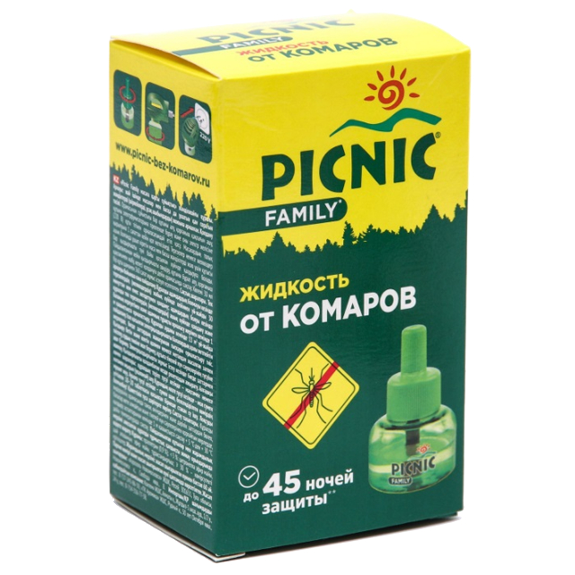 жидкость для фумигатора PICNIC Family от комаров 45 ночей