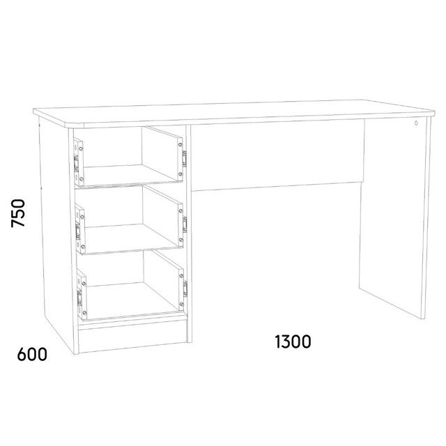 письменный стол Оливия 1300х600х750мм белое дерево/дуб сонома