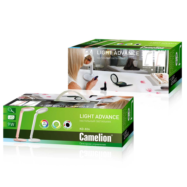 лампа настольная CAMELION LED 9Вт 230В с зеркалом розовый