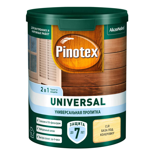 средство деревозащитное PINOTEX Universal база CLR 0,9л бесцветное, арт.5620707