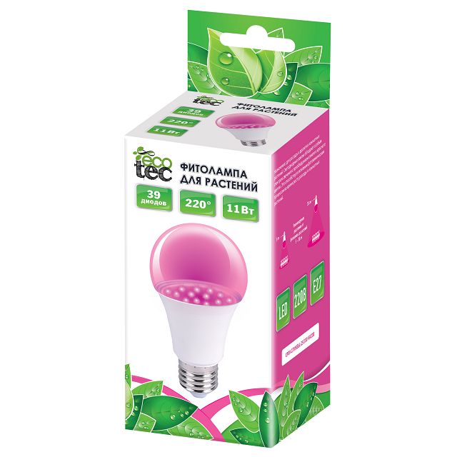 светодиодная фитолампа для растений ECO tec Е27 11Вт