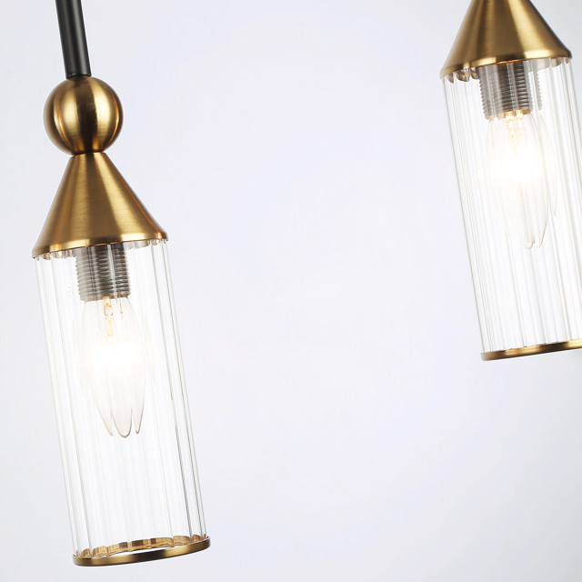 светильник подвесной AMBRELLA High Light E14 4х40Вт черный/латунь/прозрачный