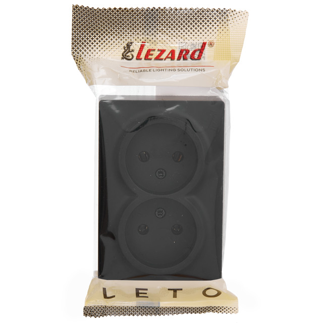 розетка 2 поста LEZARD Leto ПБТ б/з чёрный бархат
