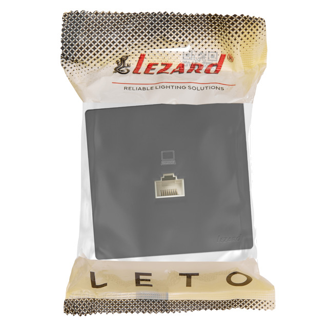 розетка компьютерная 1 пост LEZARD Leto чёрный бархат