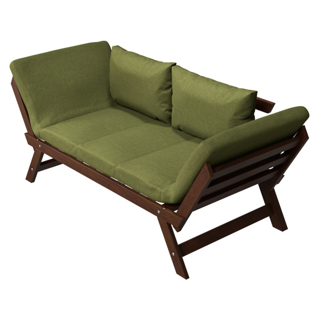 диван террасный WOOD 1 680х2040х740мм орех темный/зеленый