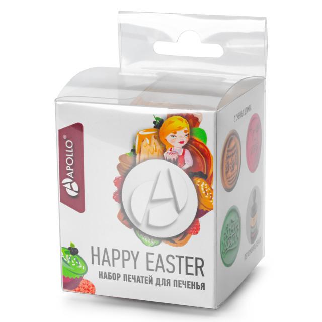 набор печатей APOLLO Happy Easter 3 шт. для печенья силикон, дерево