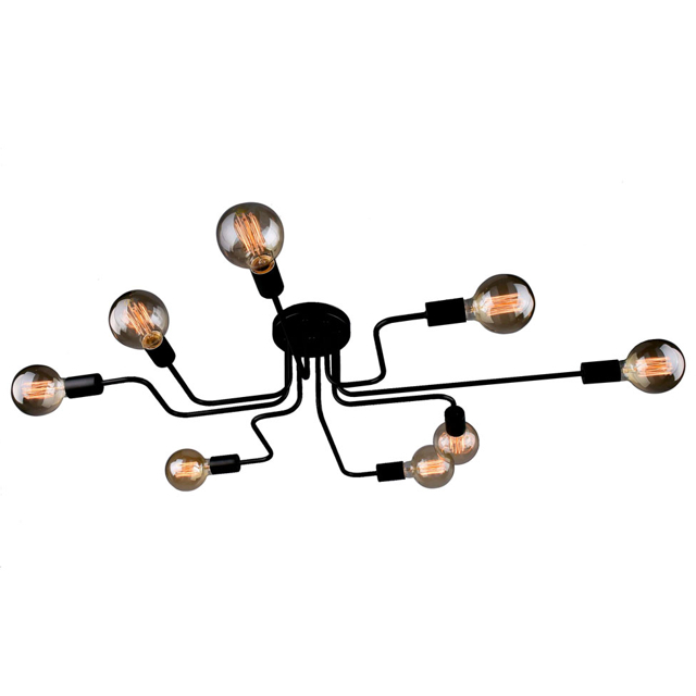 люстра потолочная РОССВЕТ Звезда 8х60Вт Е27 металл черный