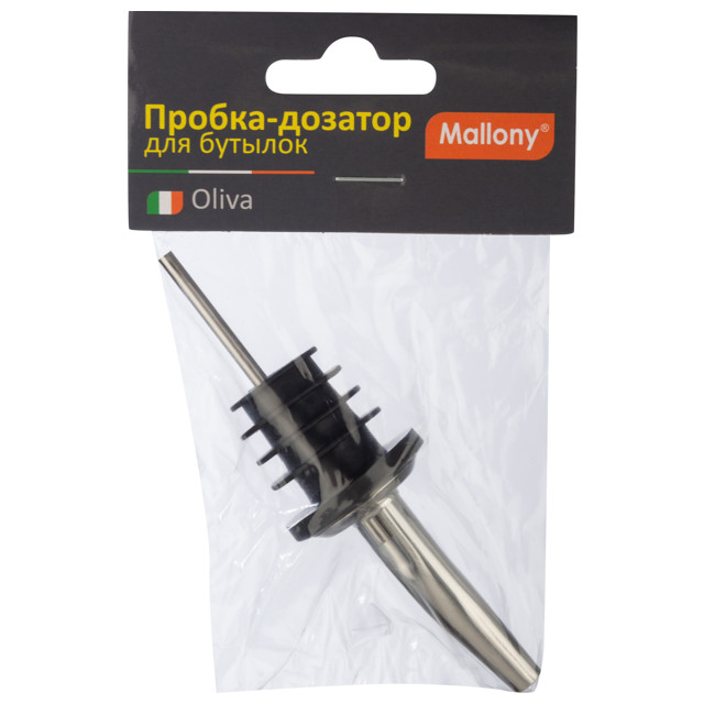 пробка-дозатор для бутылки MALLONY Oliva 11x3,1см для напитков нерж.сталь, силикагель