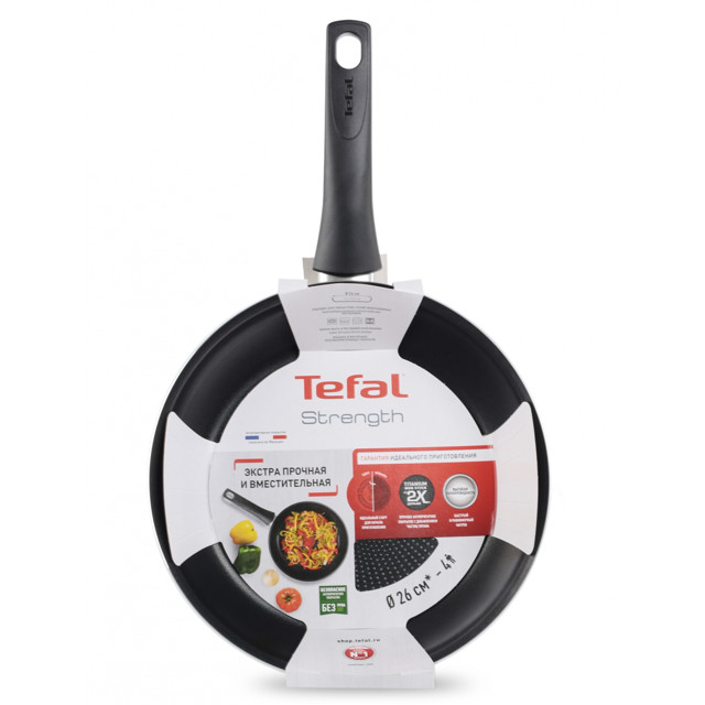 сковорода TEFAL Strength 26см антипригарная, штампованный алюминий