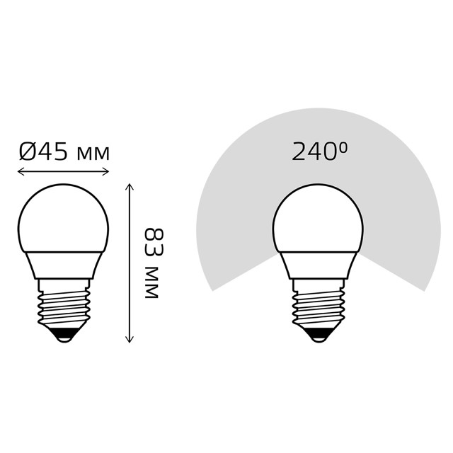 лампа GAUSS Elementary 7Вт 470Лм 4100K E27 LED 3 лампы шар