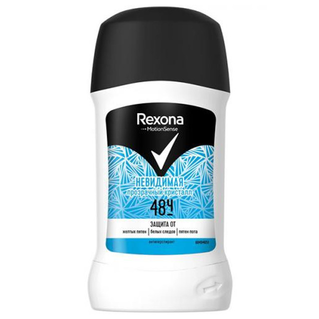 дезодорант женский REXONA Невидимая: Прозрачный кристалл, 45 мл, стик