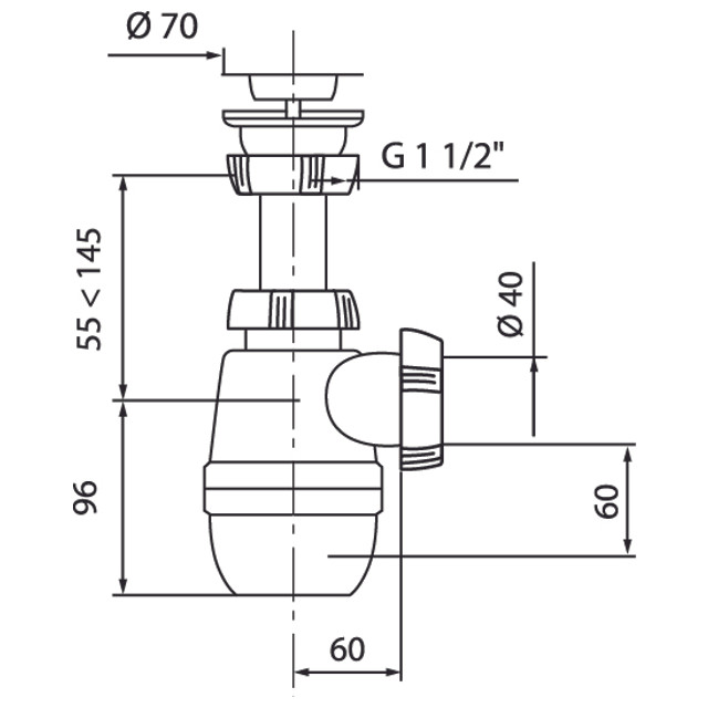 сифон для мойки WIRQUIN Минор 1.1/2"х40мм