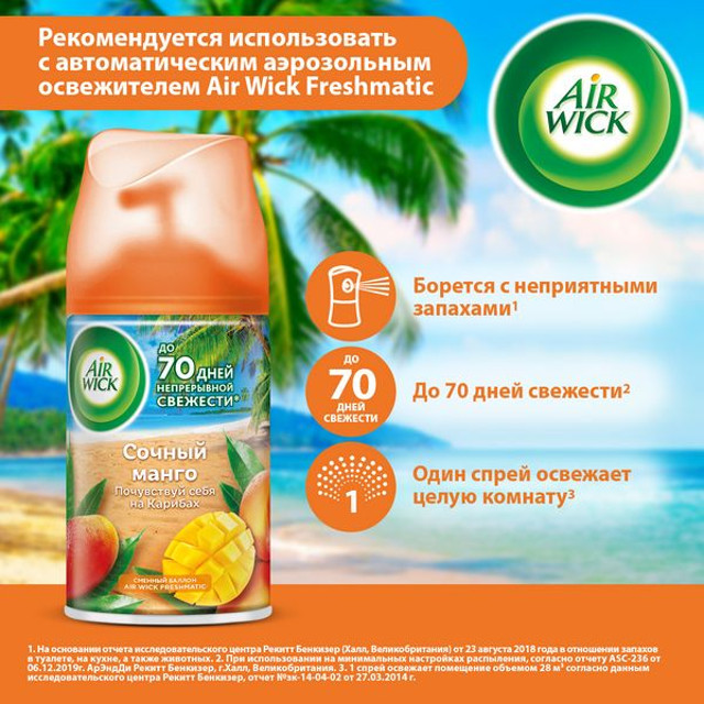 освежитель воздуха AIR WICK Спелый манго 250мл сменный блок