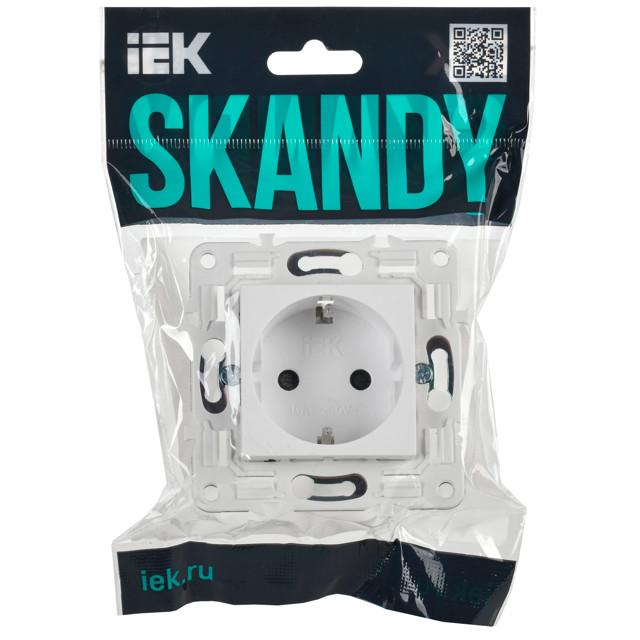 розетка 1 пост IEK Skandy с/з/ с/ш 16А арктический белый