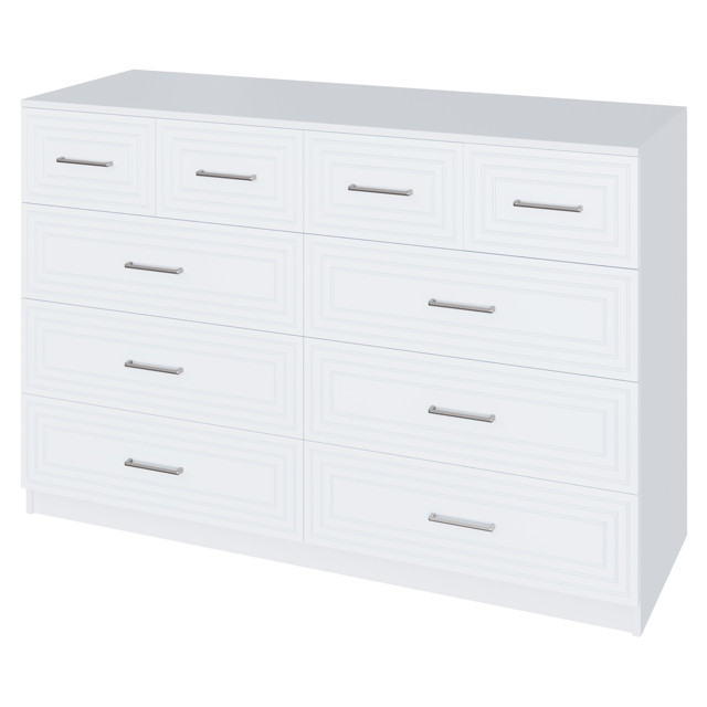 комод 10 ящиков Trisha Base 934x1400x440мм МДФ/ЛДСП белый мат/белый шагрень