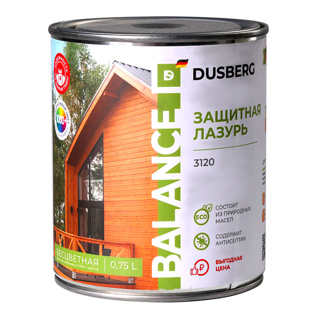 лазурь защитная DUSBERG Balance  шелковисто-глянцевая 0,75л бесцветная, арт.31200075