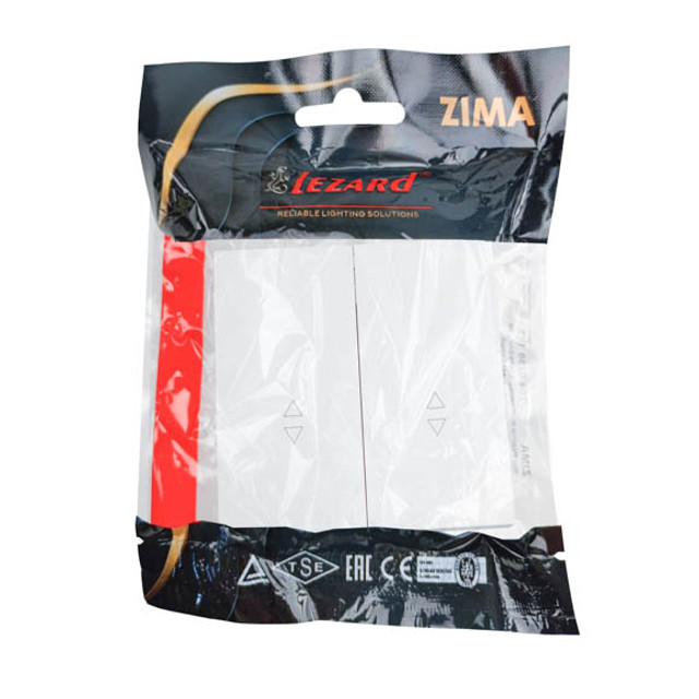 переключатель 2-клавишный LEZARD Zima проходной белый