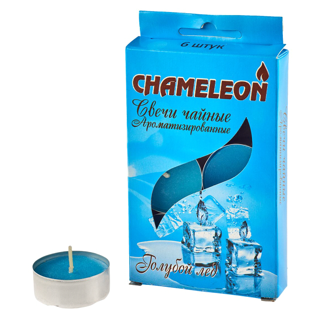 свечи чайные CHAMELEON 6шт 3,75х 1,5см 4ч/г аромат голубой лёд