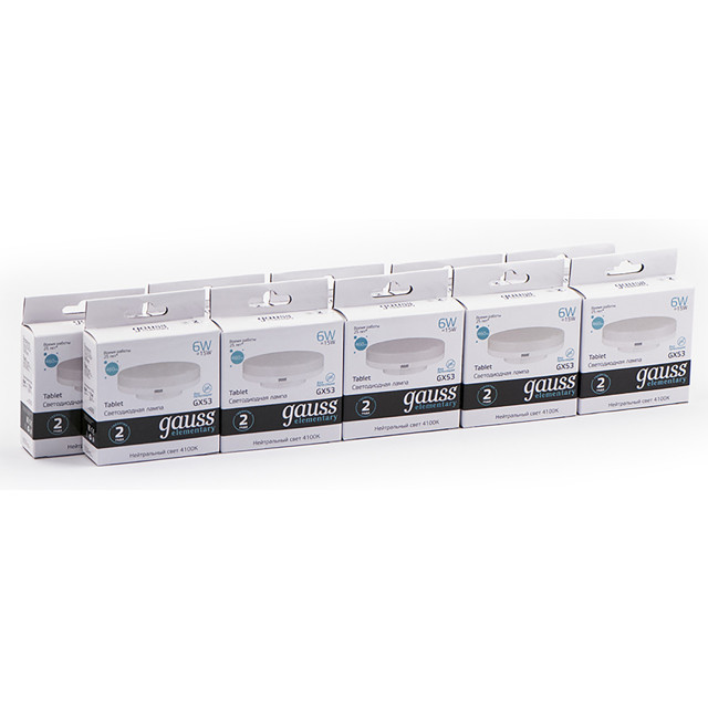 лампа Gauss Elementary 6Вт GX53 460Лм LED 4000К спот