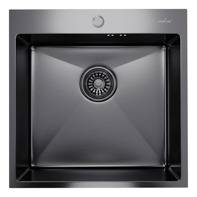 мойка настольного монтажа MIXLINE PRO 500х500х200мм черный графит нержавеющая сталь