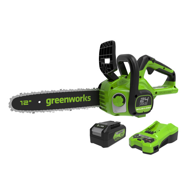 пила цепная аккумуляторная GREENWORKS 2007707UA шина 25см 24В Li-Ion 2,0Ач 1АКБ