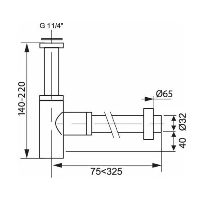 сифон для раковины WIRQUIN Lineis 1 1/4"х32мм без выпуска хром