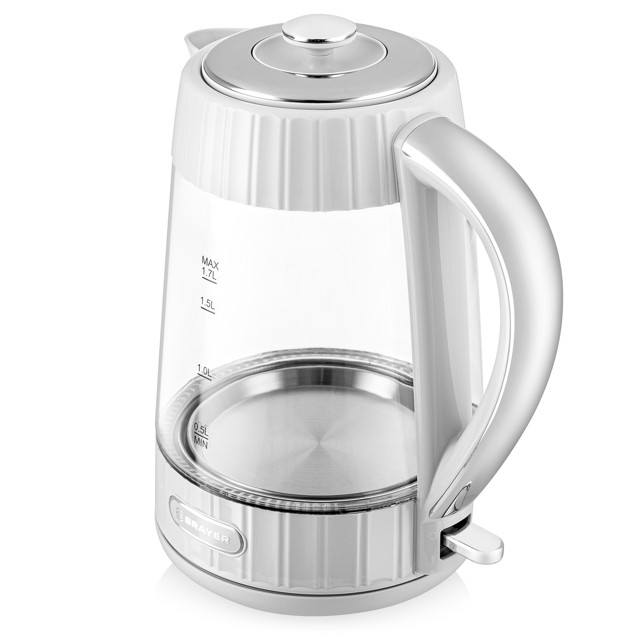 чайник электрический BRAYER BR1076 2200 Вт 1,7 л стекло белый