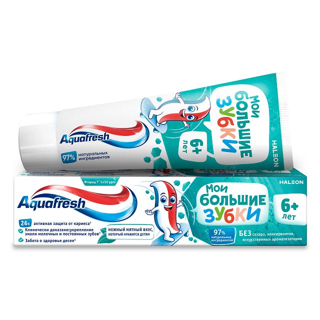 паста зубная AQUAFRESH Большие зубки, детям от 6 лет, 50 мл