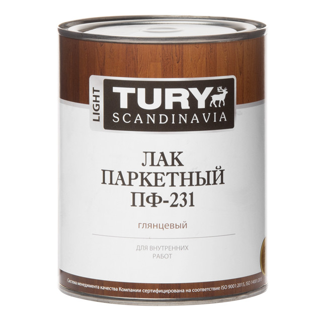 лак алкидный паркетный TURY ПФ-231 0,9л глянцевый, арт.Лак ПФ-231 0,9кг