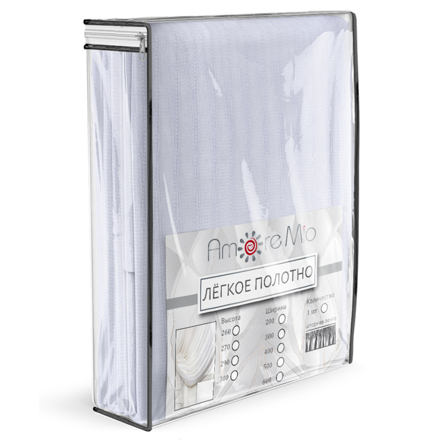штора тюлевая на шт.ленте AMORE MIO сетка фентези 300х290см белая, арт.96572