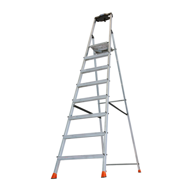 стремянка односекционная KRAUSE Safety 8 ступеней алюминиевая